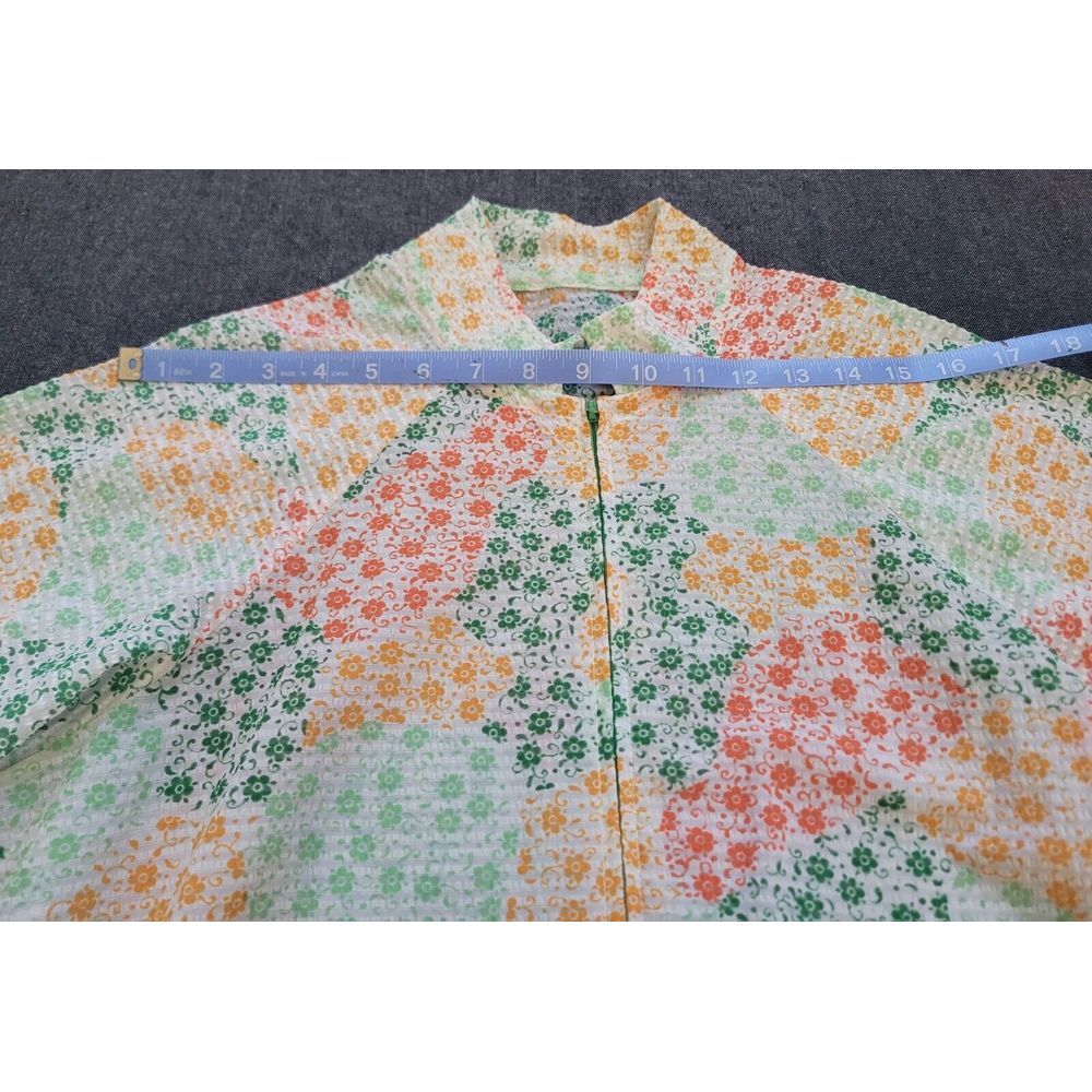 Vintage 60s 70s Mod Multicolor Maxi Dress Floral Lace Tie Waist Zip House M - Picture 11 of 15